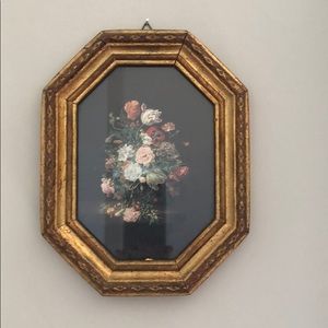 Vintage framed still life floral print